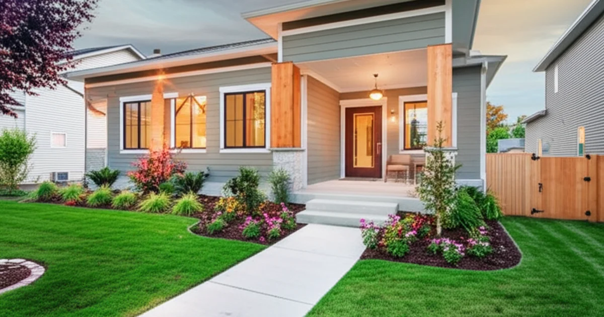 Modern sober living home exterior with welcoming entrance and professional landscaping