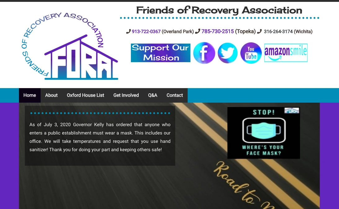 Oxford Homes sober living Kansas FORA Friends of Recovery Association regulation advocacy