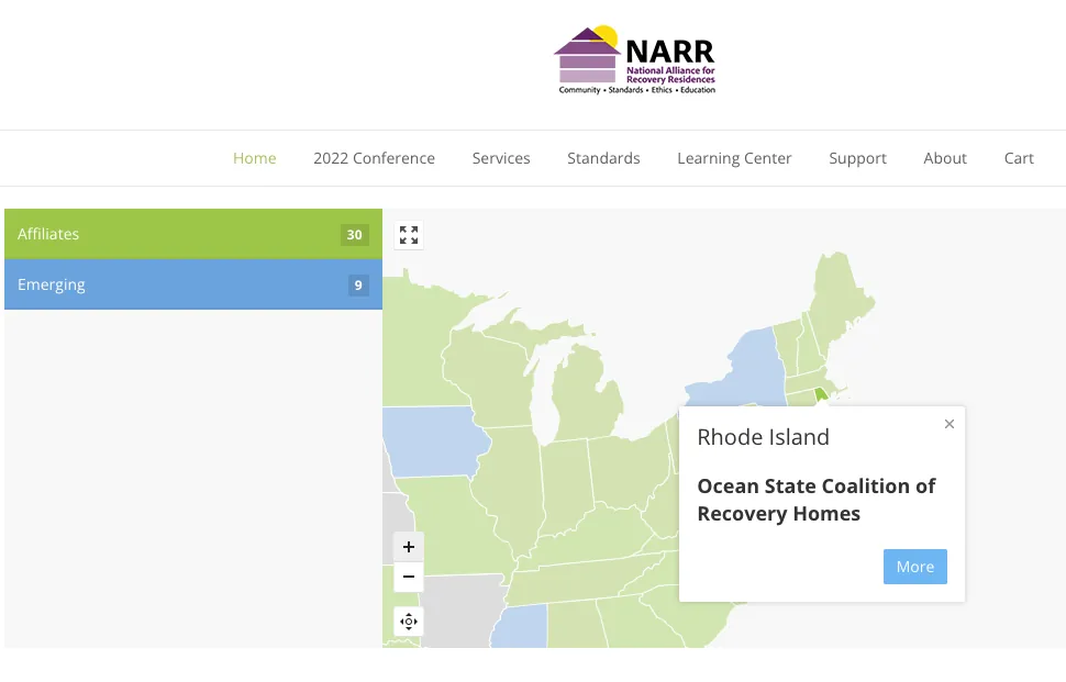 rhode island NARR national association of recovery residences sober living home regulation certification licensing