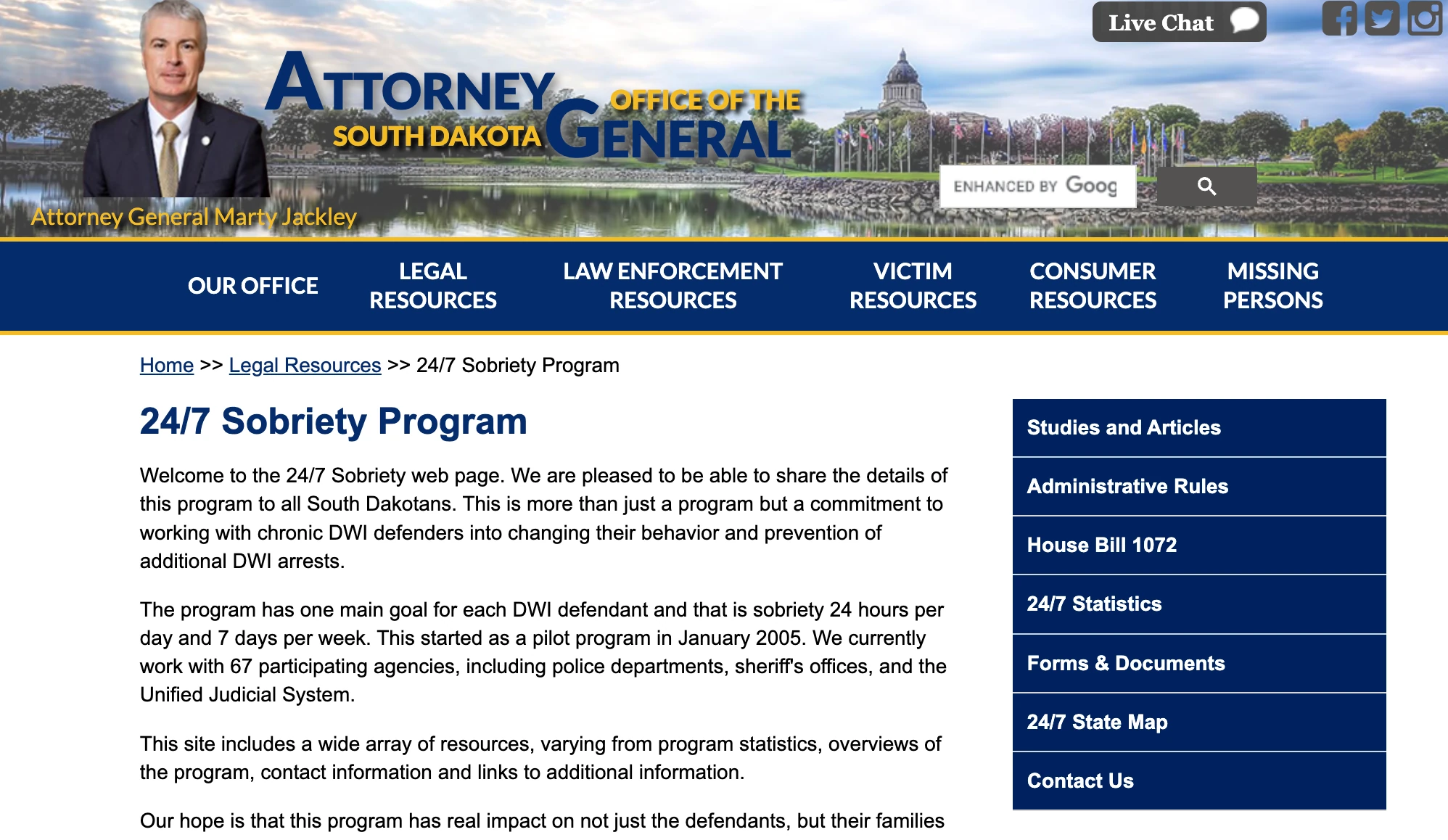 South Dakota sober living 24/7 sobriety program recovery residence attorney general how to