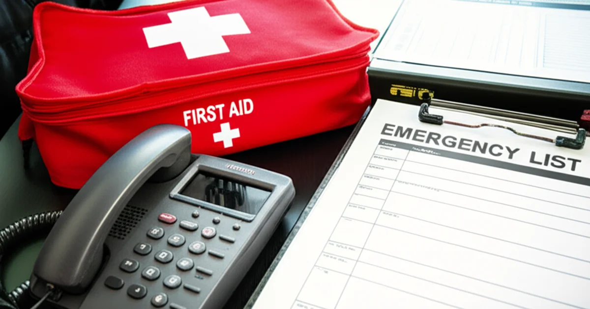 Emergency response preparedness setup with phone and safety protocols for sober living homes